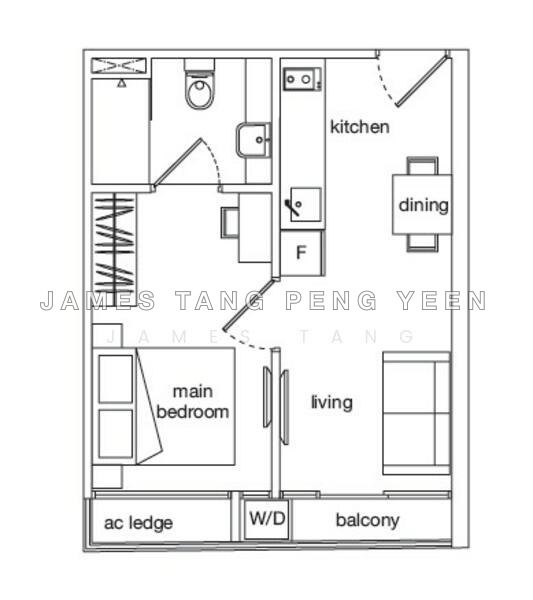 Mặt bằng — Freehold 1-Bed Condo at Suites @ Sims, District 14