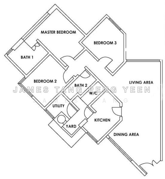 間取り図 — Spacious 3-Bedroom Unit at The Bayshore, Next to MRT & East Coast Park