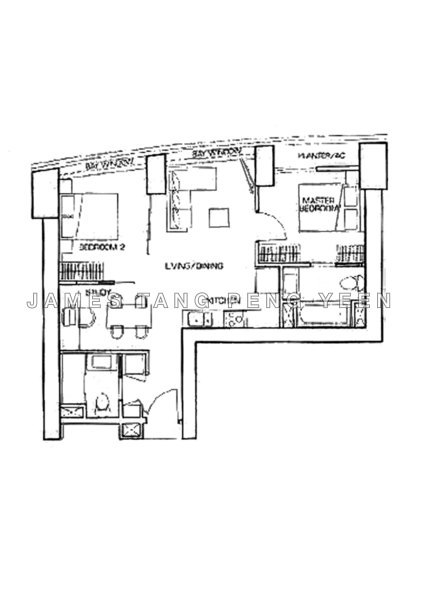 Mặt bằng — The Sail @ Marina Bay – 2-Bed + Study, 883 sqft, Marina Boulevard