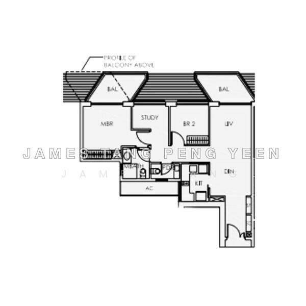 Mặt bằng — Sky Habitat 2-Bed + Study Condo at Bishan Street 15