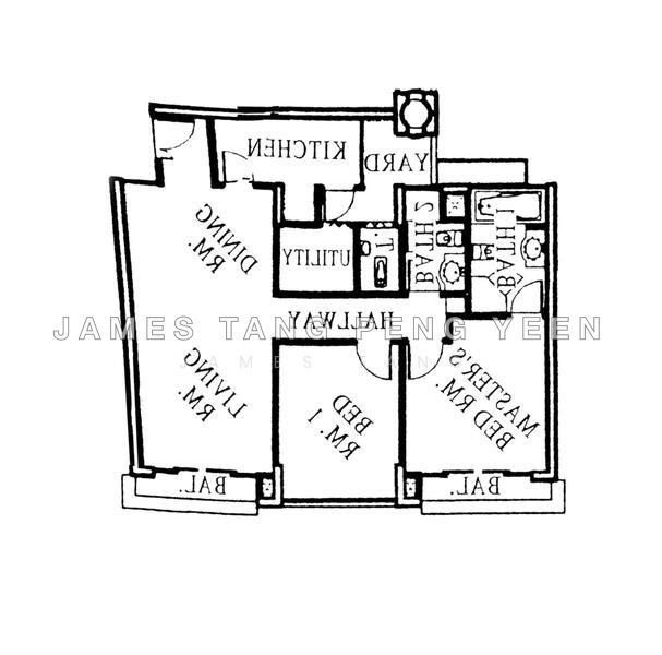 Mặt bằng — The Bayshore – Spacious 2-Bed with Utility Room in Link Tower 1
