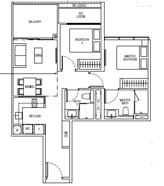 Floor plan — The Tapestry – High Floor 2-Bed 2-Bath Unit, Available Sep 2026