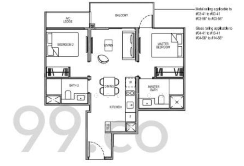 Floor plan — Park Colonial 2-Bed 2-Bath Unit Above Woodleigh MRT