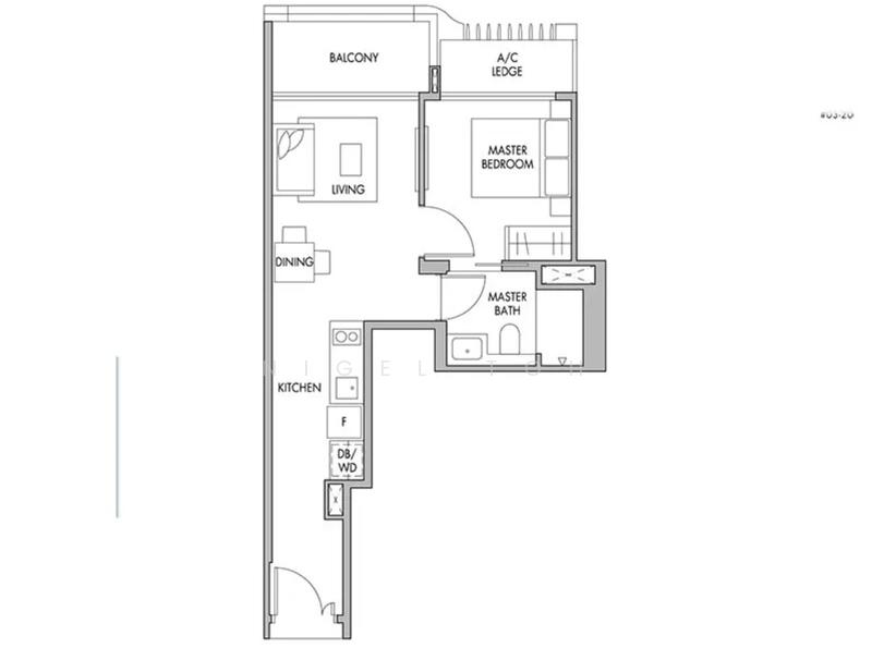 間取り図 — The Tre Ver – Fully Furnished Pool-Facing 1-Bedroom for Rent