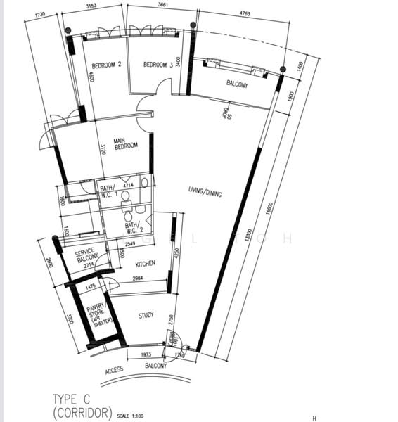 户型图 — Executive Apartment at 468B Admiralty Drive – 1,475 sqft, Renovated