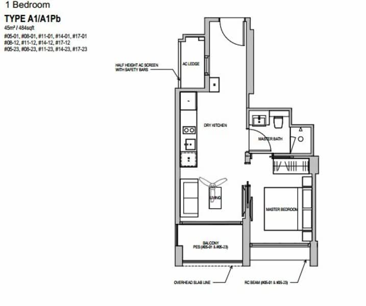 Floor plan — Park Place Residences – 1-Bed Unit, Integrated Development at Paya Lebar