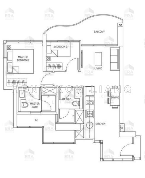 평면도 — Queens Peak 2-Bed Condo with Greenery View, Opposite Queenstown MRT