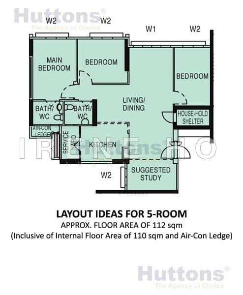 户型图 — High-Floor Renovated 5-Room HDB at 409C Northshore Drive – Newly MOP