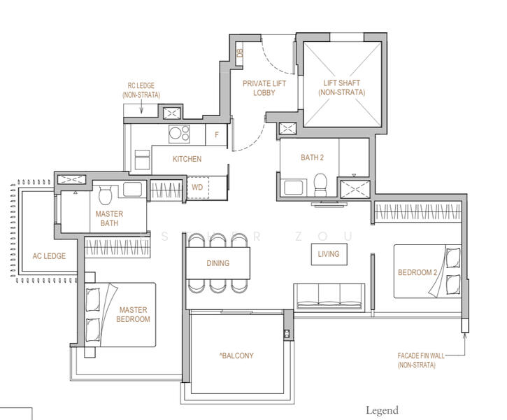 户型图 — Perfect Ten – Brand New 2-Bed 2-Bath with Private Lift, 786 sqft