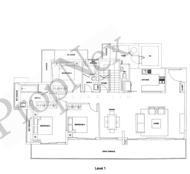 Mặt bằng — Quinterra Triplex Penthouse – 5 Bed, 4 Bath, 4,532 sqft in Holland Road