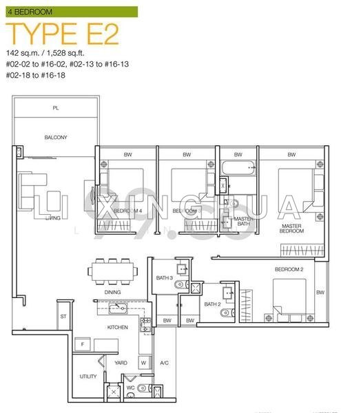 ผังพื้น — Caspian 4-Bedroom Condo Near Lakeside MRT – Windy Block