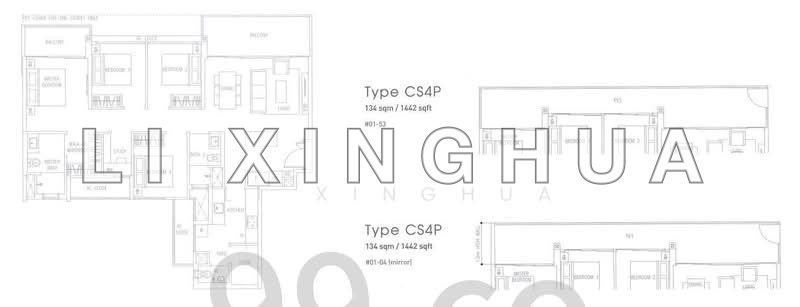 Mặt bằng — The Visionaire – 4-Bed + Study Ground Floor Unit, 1,443 sqft