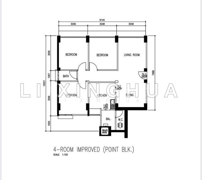 Mặt bằng — 3-Bed Apartment at Spottiswoode Park Road Near Cantonment MRT