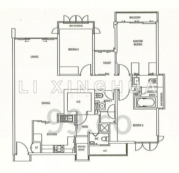 ผังพื้น — Grandeur 8 – Spacious 3-Bed + Study with Pool View, Near AMK MRT