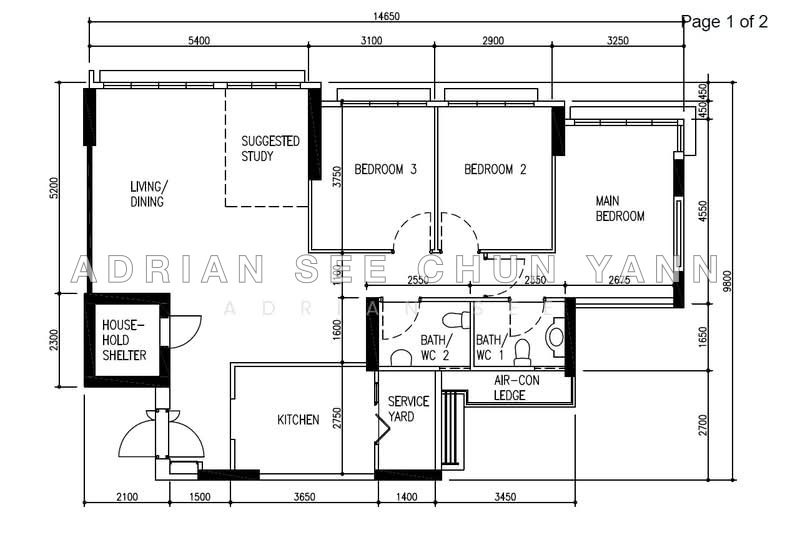 Mặt bằng — High Floor 3-Bedroom HDB Flat Opposite Punggol Park