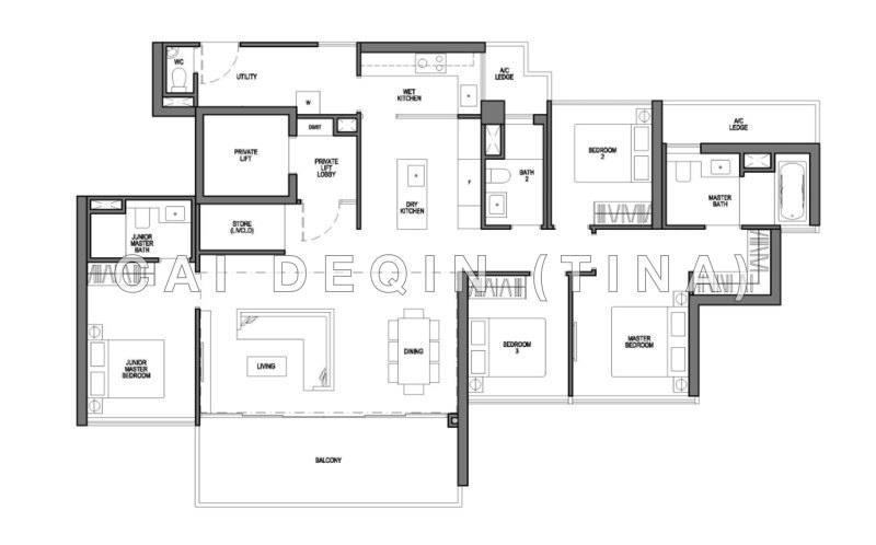 間取り図 — Seaside Residences – High Floor 4BR with Full Sea View