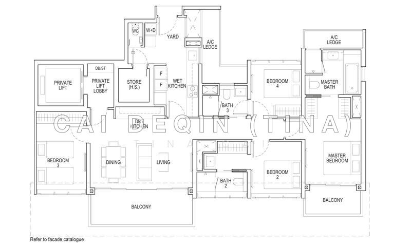間取り図 — Irwell Hill Residences – High Floor South-Facing 4-Bed with Private Lift