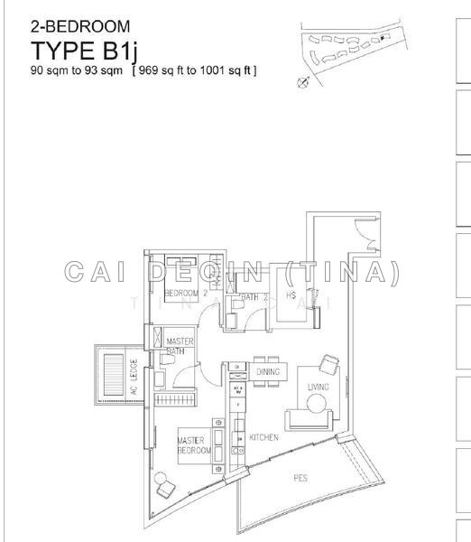 ผังพื้น — Corals at Keppel Bay – 2-Bed River View Unit, Vacant
