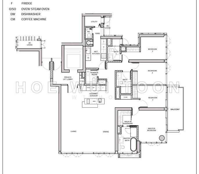 户型图 — Marina One Residences – 4-Bed with Sea & Garden Views