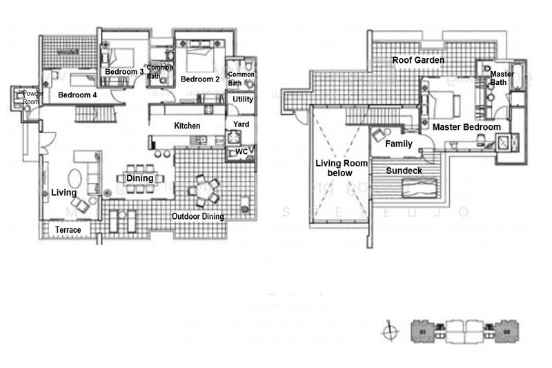 Floor plan — Freehold 4-Bed Duplex Penthouse at Novena Suites – Near MRT