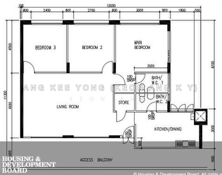 間取り図 — 4A HDB Flat at Bishan Street 13 – Mid Floor, Good Layout