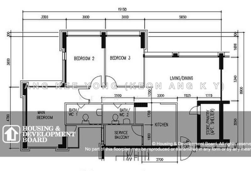 間取り図 — High Floor Corner Unit 4A HDB at Hougang Street 52