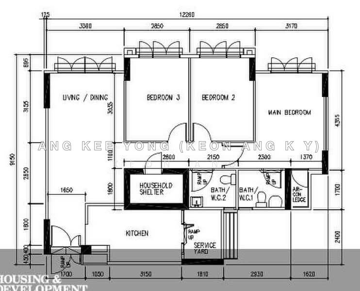 Mặt bằng — 4A HDB Flat at Yishun Ave 11 – Corner Unit, Mid Floor, Renovated