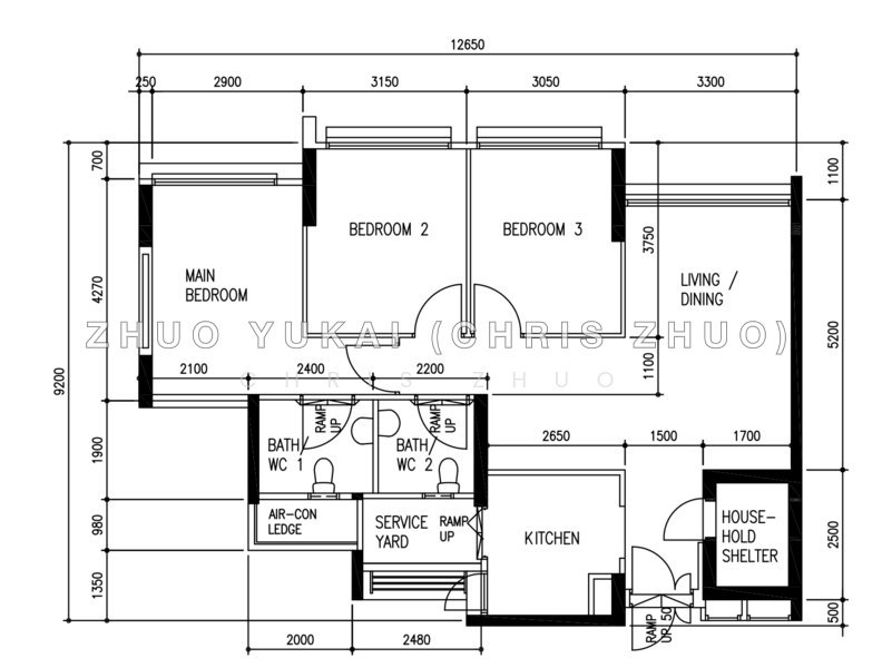 Mặt bằng — Spacious High-Floor 4-Room HDB Flat at Punggol Road