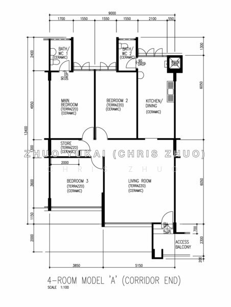 間取り図 — Tastefully Renovated 4-Room HDB at Tampines Street 21