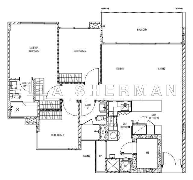 Mặt bằng — Woodhaven 3-Bed Premium Layout with Tenancy – 1,119 sqft