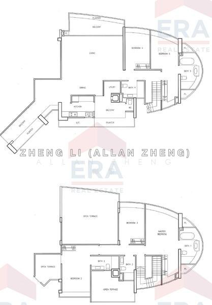 間取り図 — Clover By The Park Penthouse – 5-Bed, 39th Floor, Park Views