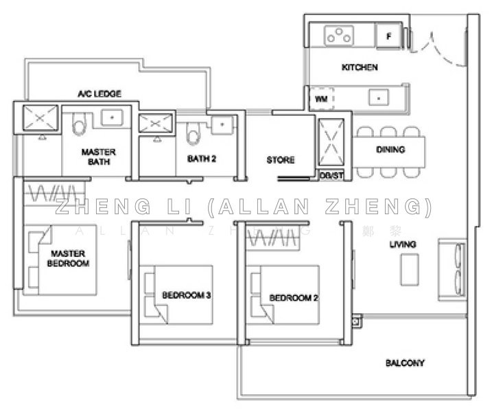 ผังพื้น — Stirling Residences – High Floor 3-Bed with Unblocked Panoramic View
