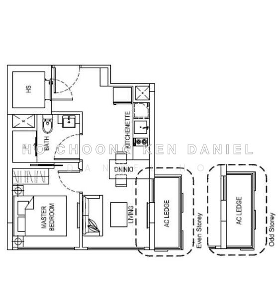 間取り図 — The Hillford – Bright Corner 1-Bed Unit, 60-Year Leasehold