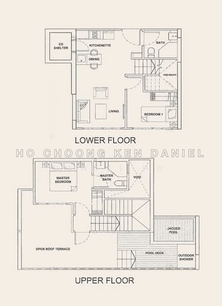 户型图 — Palmera East – 2BR Duplex Penthouse with Private Terrace & Jacuzzi