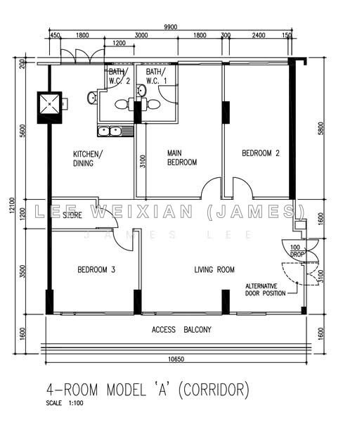 間取り図 — High-Floor 4A HDB Corridor End Unit at Serangoon North Ave 2
