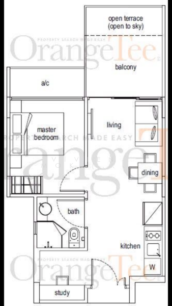 Floor plan — Jupiter 18 – 1-Bed + Study, Pool View, Fully Furnished