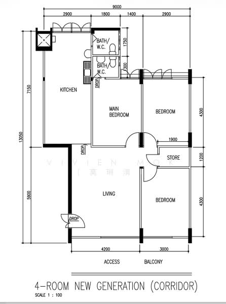 間取り図 — High-Floor 4-Room New Generation HDB at Telok Blangah Heights