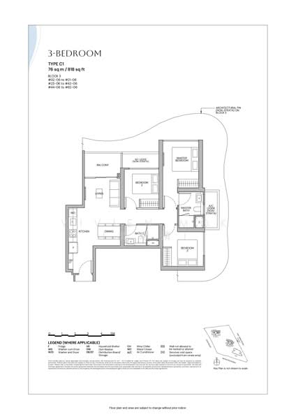 Floor plan — Zyon Grand 3-Bedroom Unit with Panoramic North-Facing Views