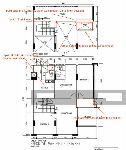Mặt bằng — Executive Maisonette HDB at 448 Bright Hill Drive – Loft Design, 2013 sqft