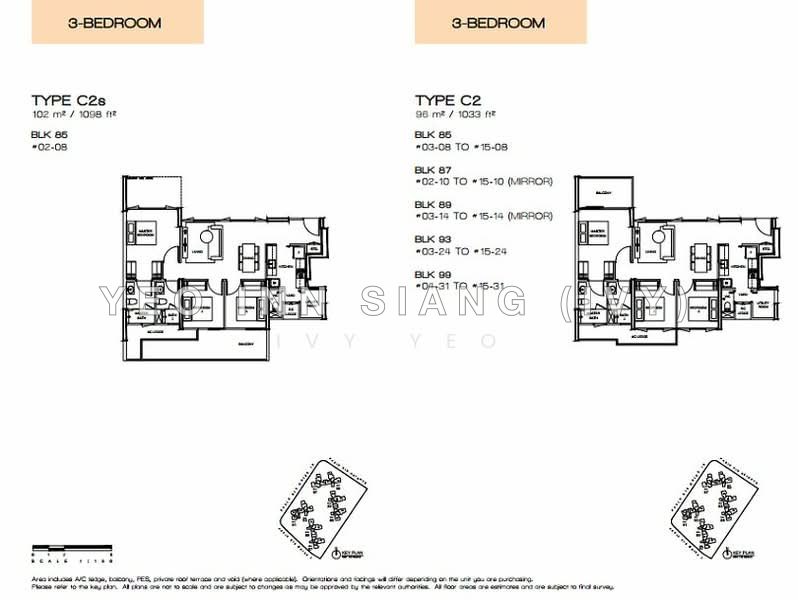 ผังพื้น — Vue 8 Residence – 3-Bed High Floor with Sea View