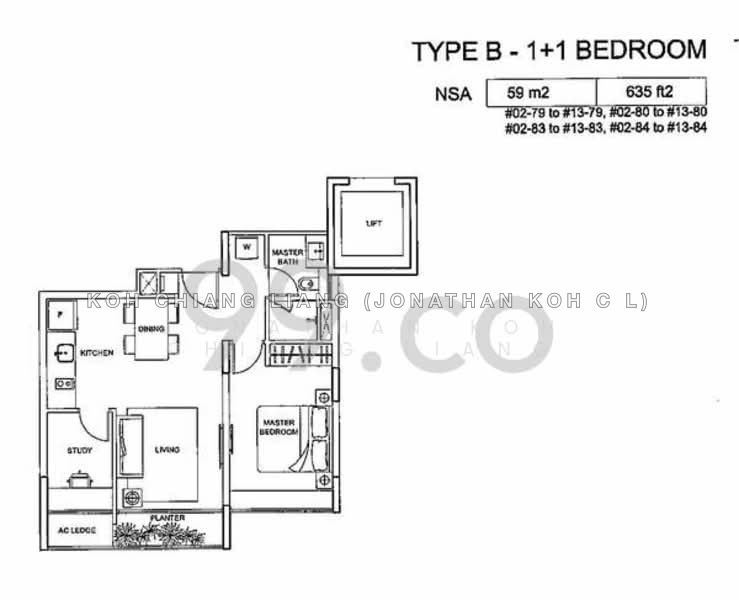 தள திட்டம் — Meadows @ Peirce – 1+Study, Low Floor, Greenery View, Freehold