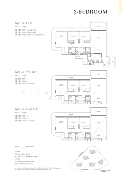 Mặt bằng — Chuan Park 3-Bed Premium Unit at Lorong Chuan, D19