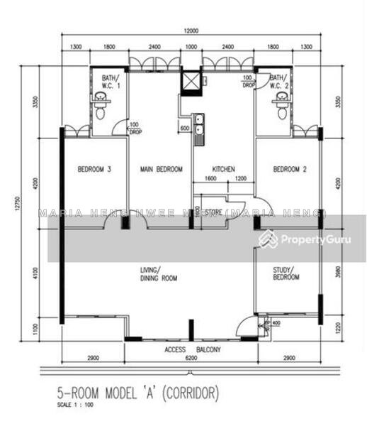 間取り図 — Spacious 5A Mini Jumbo HDB Flat Near Yishun MRT & Chong Pang Market
