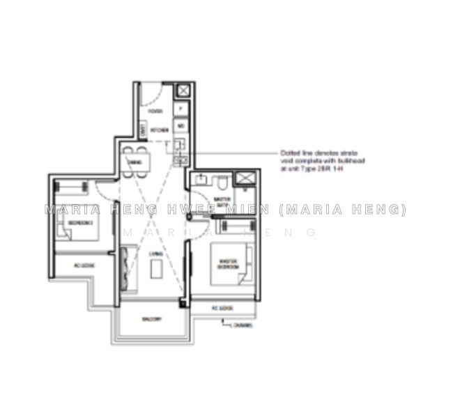 Floor plan — Grand Dunman 2-Bedroom Unit, 893 sqft – Developer Sale