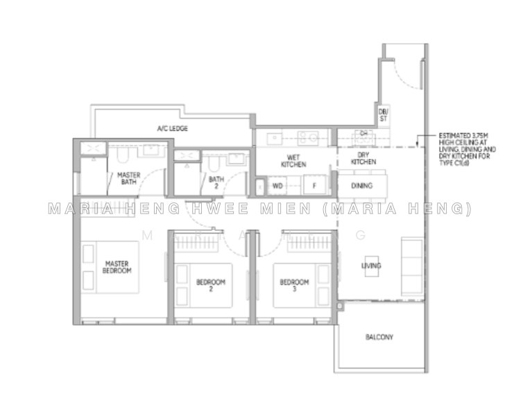 户型图 — Union Square Residences – 3-Bed Unit at 28 Havelock Road