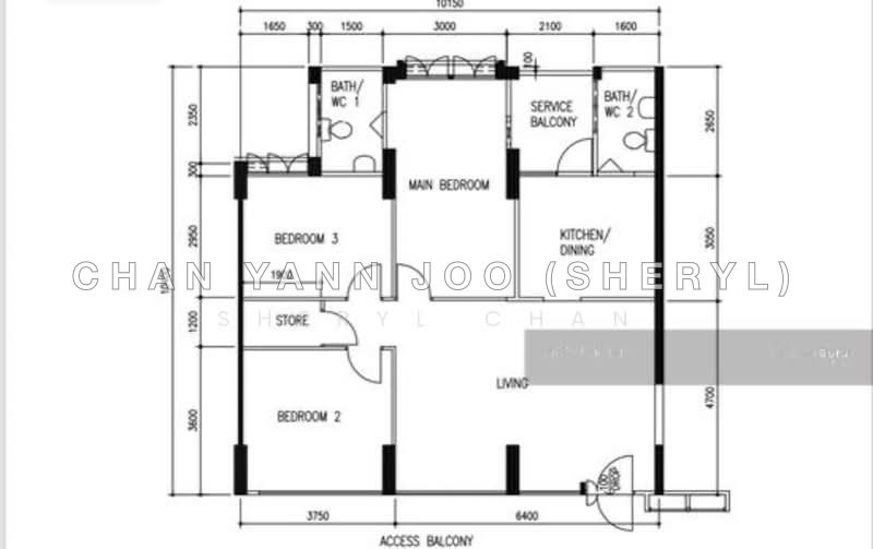 ผังพื้น — Spacious 4A HDB Flat at 891 Tampines Avenue 8 – High Floor, SW Facing