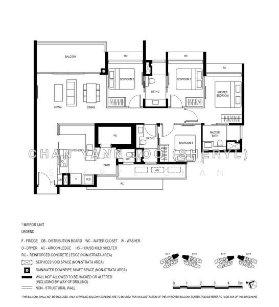 ผังพื้น — Kassia 4-Bedroom Freehold Condo at Flora Drive, D17